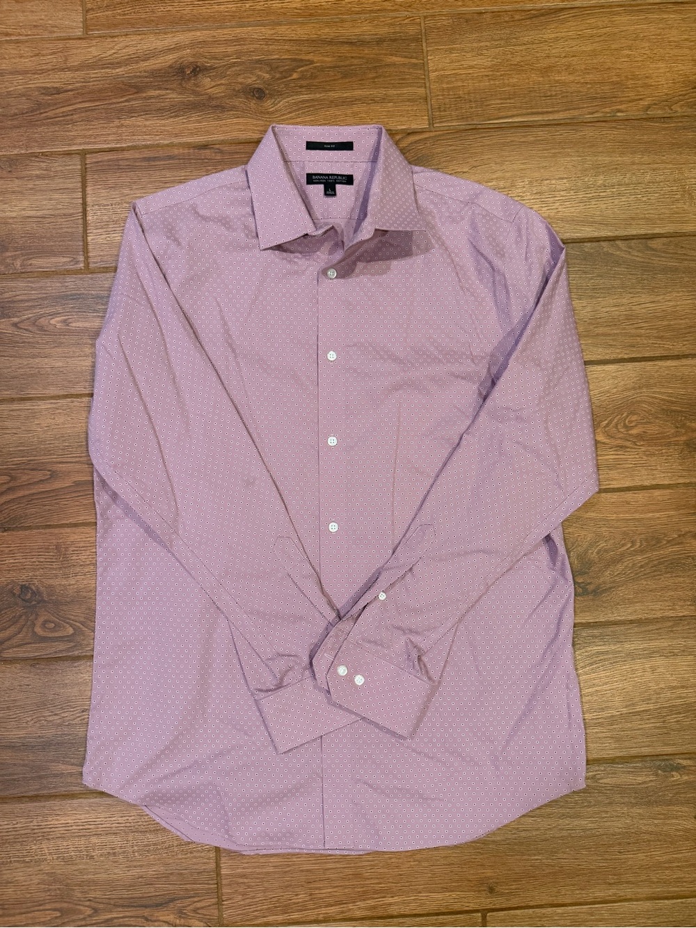 Banana Republic Light Pink Patterned Dress Shirt non iron / men’s large (slim)